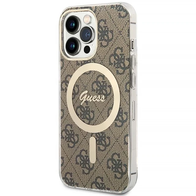 Чохол із зарядним пристроєм Guess 4G Print + Charger Set для iPhone 13 Pro Brown with MagSafe (GUBPP13LH4EACSW)