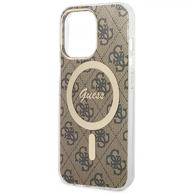 Чохол із зарядним пристроєм Guess 4G Print + Charger Set для iPhone 13 Pro Brown with MagSafe (GUBPP13LH4EACSW)