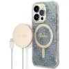 Чохол із зарядним пристроєм Guess 4G Print + Charger Set для iPhone 14 Pro Blue with MagSafe (GUBPP14LH4EACSB)