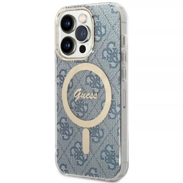 Чохол із зарядним пристроєм Guess 4G Print + Charger Set для iPhone 14 Pro Blue with MagSafe (GUBPP14LH4EACSB)