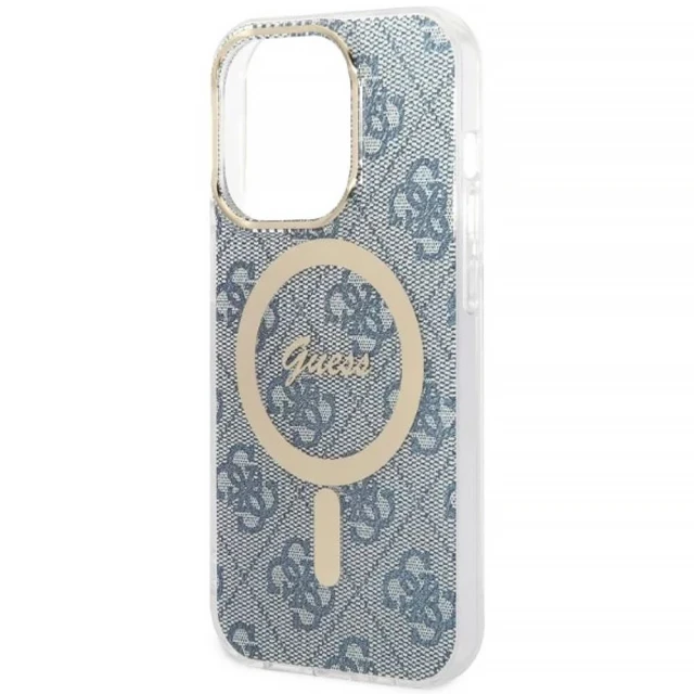 Чохол із зарядним пристроєм Guess 4G Print + Charger Set для iPhone 14 Pro Blue with MagSafe (GUBPP14LH4EACSB)