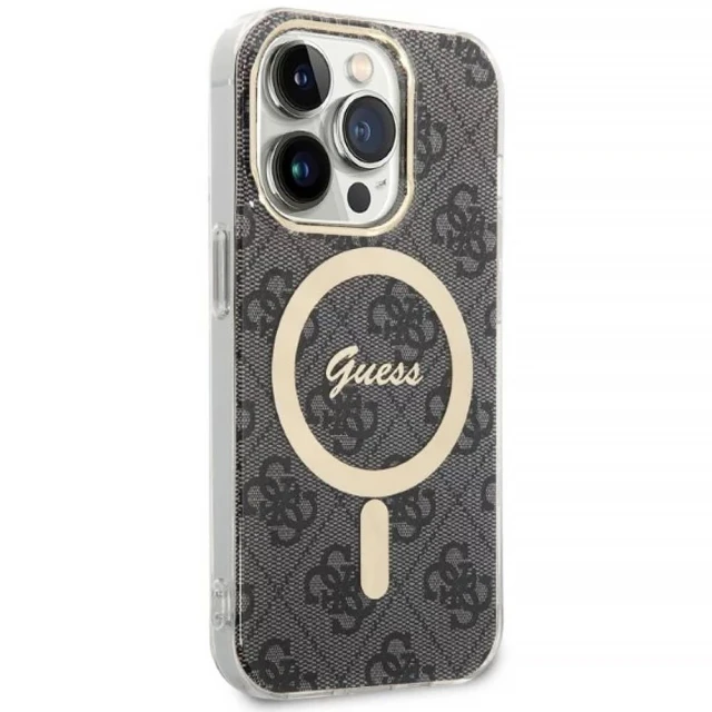 Чохол із зарядним пристроєм Guess 4G Print + Charger Set для iPhone 14 Pro Max Black with MagSafe (GUBPP14XH4EACSK)
