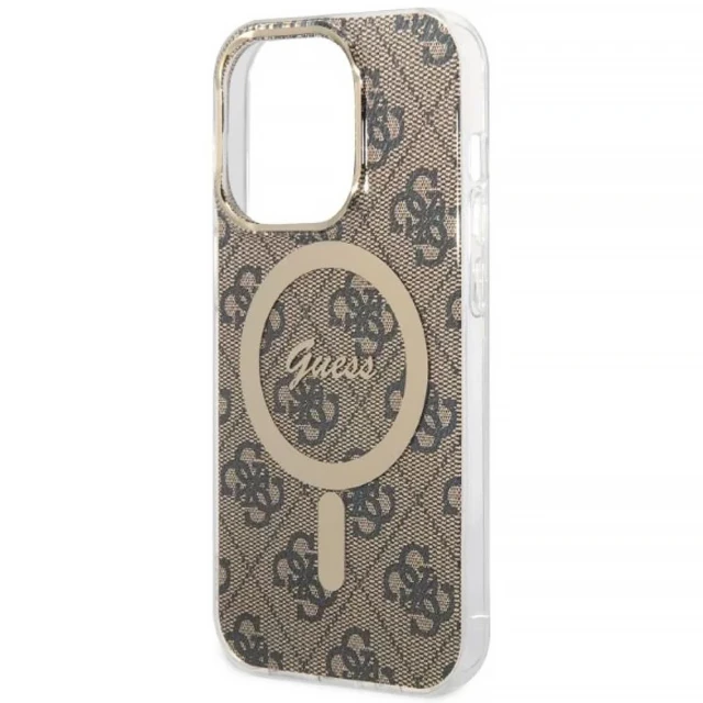 Чохол із зарядним пристроєм Guess 4G Print + Charger Set для iPhone 14 Pro Max Brown with MagSafe (GUBPP14XH4EACSW)