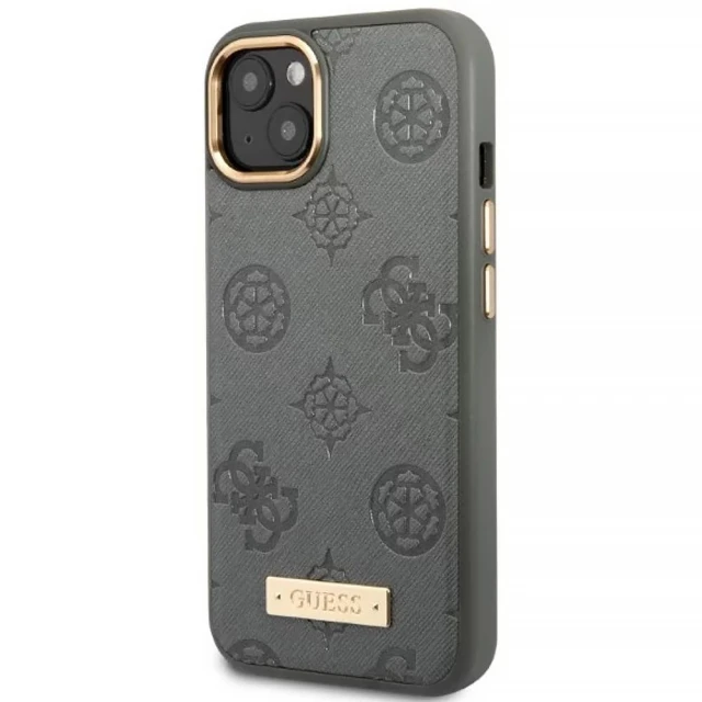 Чохол Guess Peony Logo Plate для iPhone 13 Grey with MagSafe (GUHMP13MSAPSTG)