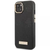 Чехол Guess Peony Logo Plate для iPhone 13 Black with MagSafe (GUHMP13MSAPSTK)