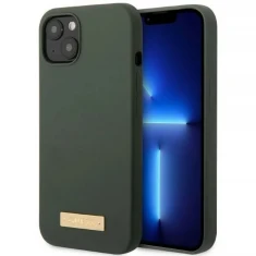 Чохол Guess Silicone Logo Plate для iPhone 13 Khaki with MagSafe (GUHMP13MSBPLA)