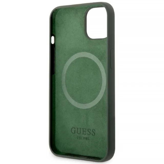 Чохол Guess Silicone Logo Plate для iPhone 13 Khaki with MagSafe (GUHMP13MSBPLA)