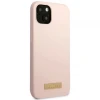 Чохол Guess Silicone Logo Plate для iPhone 13 mini Pink with MagSafe (GUHMP13SSBPLP)