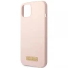 Чохол Guess Silicone Logo Plate для iPhone 13 mini Pink with MagSafe (GUHMP13SSBPLP)