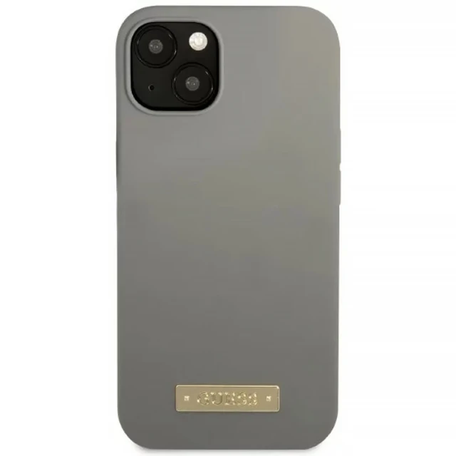 Чохол Guess Silicone Logo Plate для iPhone 13 mini Grey with MagSafe (GUHMP13SSPLG)