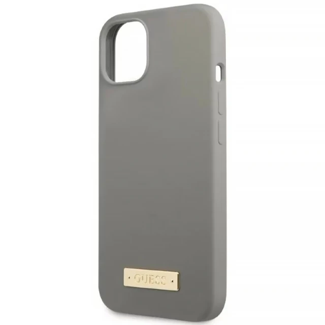 Чохол Guess Silicone Logo Plate для iPhone 13 mini Grey with MagSafe (GUHMP13SSPLG)