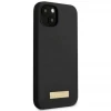 Чохол Guess Silicone Logo Plate для iPhone 13 mini Black with MagSafe (GUHMP13SSPLK)