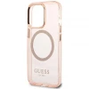 Чохол Guess Gold Outline Translucent для iPhone 13 Pro Max Pink with MagSafe (GUHMP13XHTCMP)
