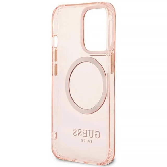 Чохол Guess Gold Outline Translucent для iPhone 13 Pro Max Pink with MagSafe (GUHMP13XHTCMP)