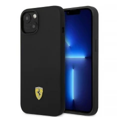 Чохол Ferrari Silicone Metal Logo для iPhone 14 | 13 Black with MagSafe (FEHMSIP14SBK)