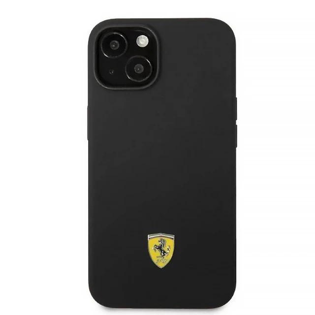 Чохол Ferrari Silicone Metal Logo для iPhone 14 | 13 Black with MagSafe (FEHMSIP14SBK)