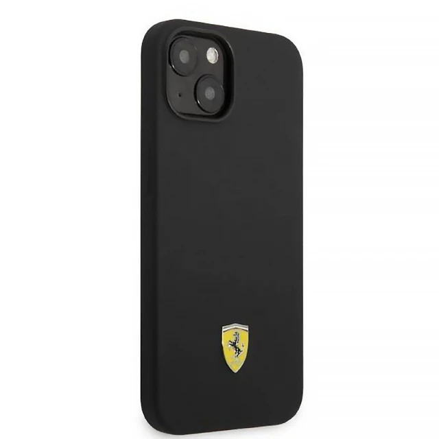 Чохол Ferrari Silicone Metal Logo для iPhone 14 | 13 Black with MagSafe (FEHMSIP14SBK)