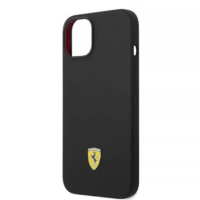 Чохол Ferrari Silicone Metal Logo для iPhone 14 | 13 Black with MagSafe (FEHMSIP14SBK)