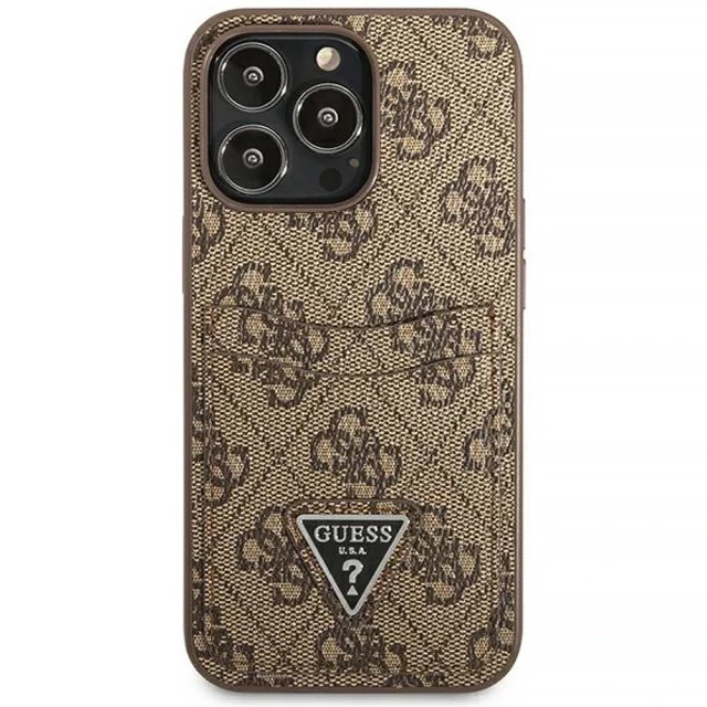 Чехол-бумажник Guess 4G Triangle Logo Cardslot для iPhone 13 Pro Brown (GUHCP13LP4TPW)