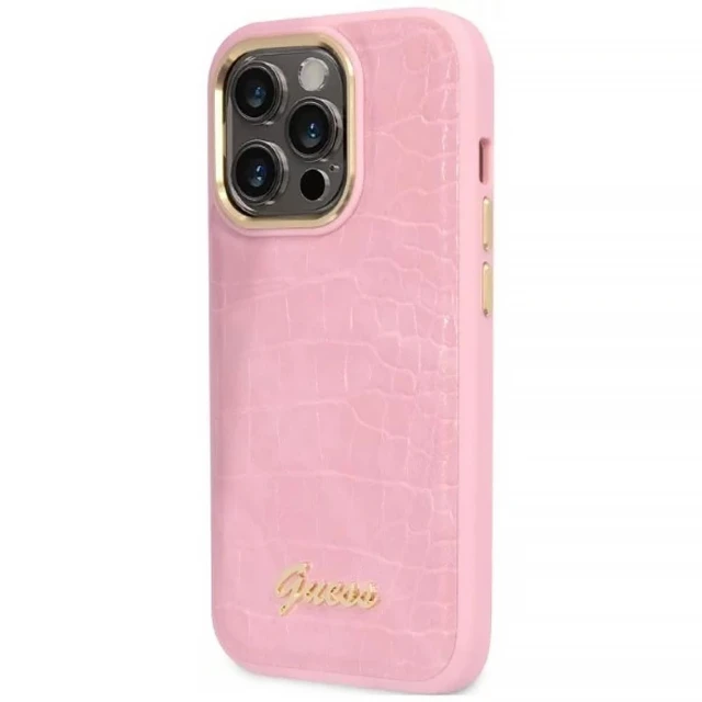 Чохол Guess Croco Collection для iPhone 14 Pro Pink (GUHCP14LHGCRHP)