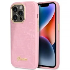Чохол Guess Croco Collection для iPhone 14 Pro Pink (GUHCP14LHGCRHP)
