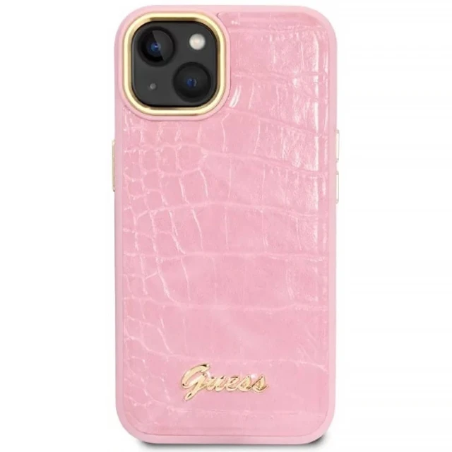 Чохол Guess Croco Collection для iPhone 14 Plus Pink (GUHCP14MHGCRHP)
