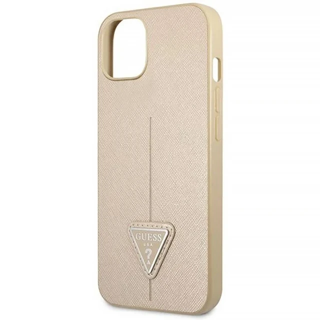 Чохол Guess Saffiano Triangle Logo для iPhone 14 Plus Beige (GUHCP14MPSATLE)