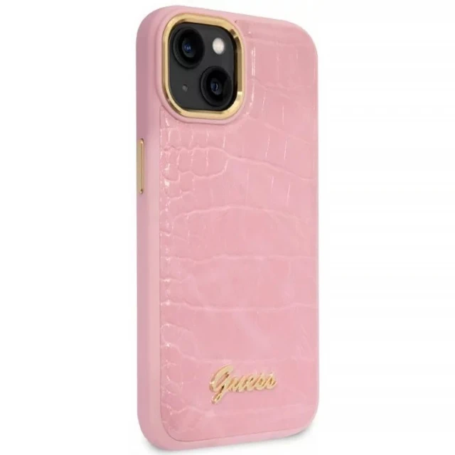 Чохол Guess Croco Collection для iPhone 14 | 13 Pink (GUHCP14SHGCRHP)