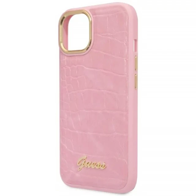 Чохол Guess Croco Collection для iPhone 14 | 13 Pink (GUHCP14SHGCRHP)