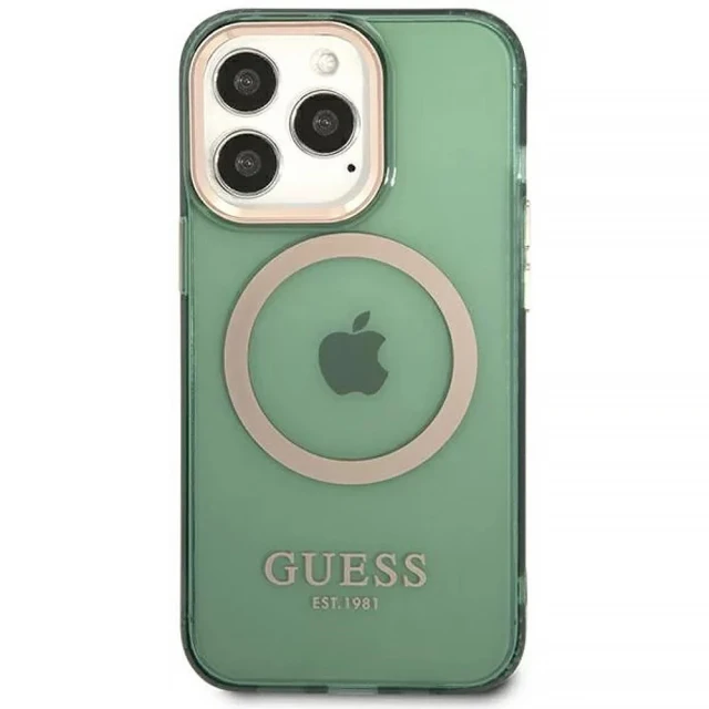 Чехол Guess Gold Outline Translucent для iPhone 13 Pro Khaki with MagSafe (GUHMP13LHTCMA)