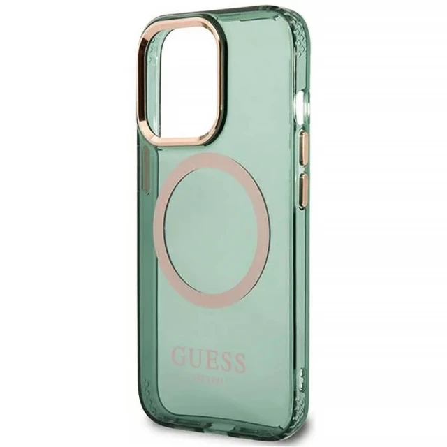 Чехол Guess Gold Outline Translucent для iPhone 13 Pro Khaki with MagSafe (GUHMP13LHTCMA)