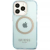 Чехол Guess Gold Outline Translucent для iPhone 13 Pro Blue with MagSafe (GUHMP13LHTCMB)