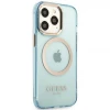 Чехол Guess Gold Outline Translucent для iPhone 13 Pro Blue with MagSafe (GUHMP13LHTCMB)