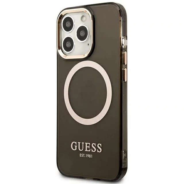 Чохол Guess Gold Outline Translucent для iPhone 13 Pro Black with MagSafe (GUHMP13LHTCMK)