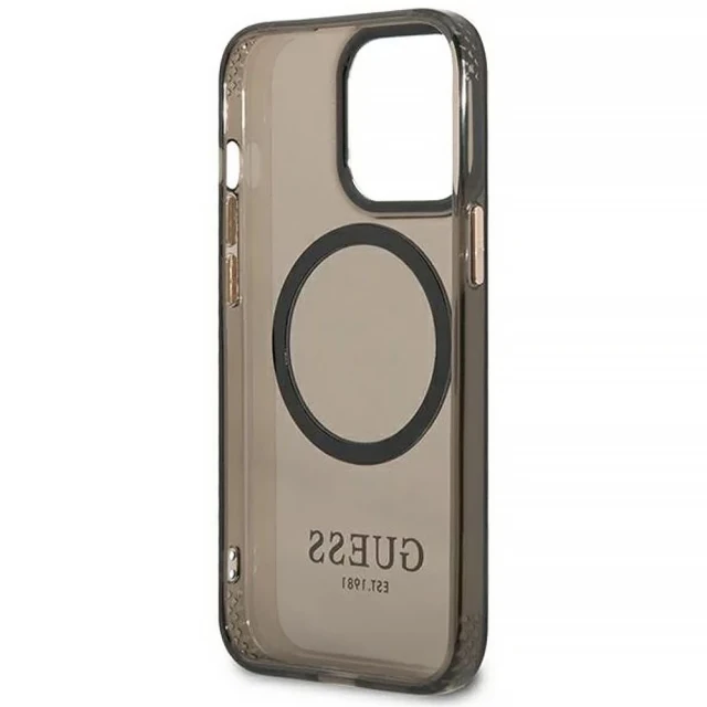 Чохол Guess Gold Outline Translucent для iPhone 13 Pro Black with MagSafe (GUHMP13LHTCMK)