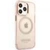 Чохол Guess Gold Outline Translucent для iPhone 13 Pro Pink with MagSafe (GUHMP13LHTCMP)