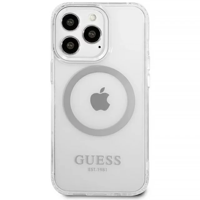 Чохол Guess Metal Outline для iPhone 13 Pro Silver with MagSafe (GUHMP13LHTRMS)