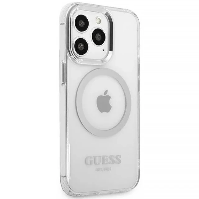 Чохол Guess Metal Outline для iPhone 13 Pro Silver with MagSafe (GUHMP13LHTRMS)