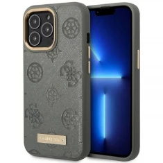 Чохол Guess Peony Logo Plate для iPhone 13 Pro Grey with MagSafe (GUHMP13LSAPSTG)