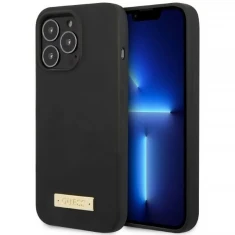 Чохол Guess Silicone Logo Plate для iPhone 13 Pro Black with MagSafe (GUHMP13LSPLK)