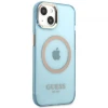 Чохол Guess Gold Outline Translucent для iPhone 13 Blue with MagSafe (GUHMP13MHTCMB)