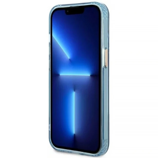 Чохол Guess Gold Outline Translucent для iPhone 13 Blue with MagSafe (GUHMP13MHTCMB)