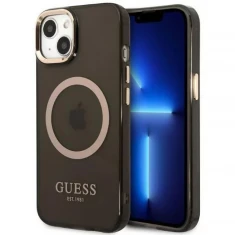 Чохол Guess Gold Outline Translucent для iPhone 13 Black with MagSafe (GUHMP13MHTCMK)