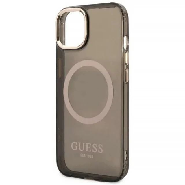 Чохол Guess Gold Outline Translucent для iPhone 13 Black with MagSafe (GUHMP13MHTCMK)