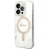 Чохол із зарядним пристроєм Guess Marble + Charger Set для iPhone 14 Pro White with MagSafe (GUBPP14LHMEACSH)