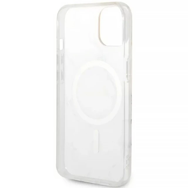 Чохол із зарядним пристроєм Guess Marble + Charger Set для iPhone 14 Plus White with MagSafe (GUBPP14MHMEACSH)