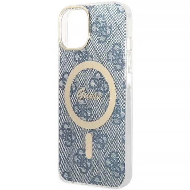 Чохол із зарядним пристроєм Guess 4G Print + Charger Set для iPhone 14 | 13 Blue with MagSafe (GUBPP14SH4EACSB)