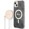 Чохол із зарядним пристроєм Guess 4G Print + Charger Set для iPhone 14 | 13 Black with MagSafe (GUBPP14SH4EACSK)