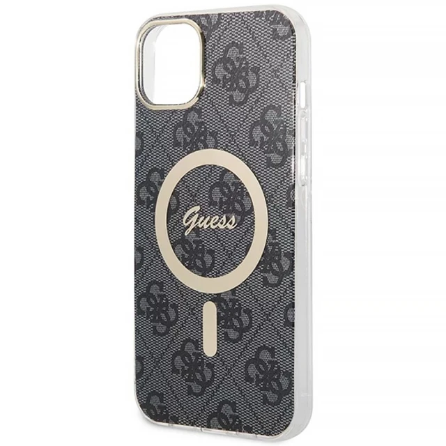 Чохол із зарядним пристроєм Guess 4G Print + Charger Set для iPhone 14 | 13 Black with MagSafe (GUBPP14SH4EACSK)