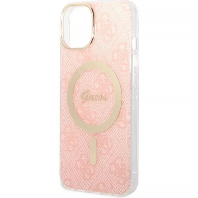 Чохол із зарядним пристроєм Guess 4G Print + Charger Set для iPhone 14 | 13 Pink with MagSafe (GUBPP14SH4EACSP)